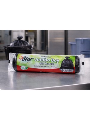 Popüler Sepet Star Plus Endüstriyel Jumbo Boy Çöp Torbası 80X110 cm 10 Adet Dayanıklı Sanayi Tipi Çöp Poşeti