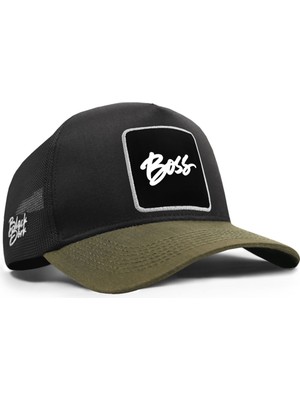 BlackBörk Boss Logolu Cordura Haki-Siyah Trucker Şapka
