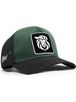 BlackBörk Aslan Logolu Cordura Siyah-Petrol Yeşili Trucker Şapka