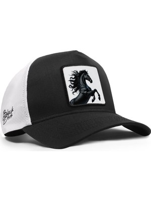 BlackBörk At Logolu Cordura Siyah-Beyaz Trucker Şapka