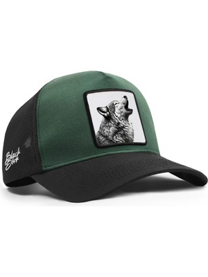 BlackBörk Kurt Logolu Cordura Siyah-Petrol Yeşili Trucker Şapka