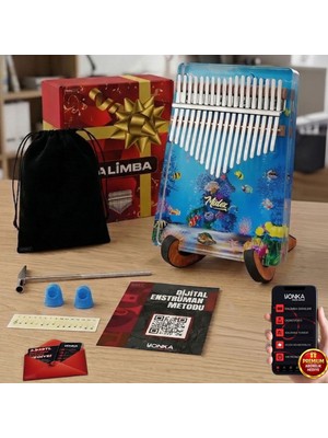 Midex KLX-640-PAK Okyanus Cam Kalimba 17 Tuşlu Full Set