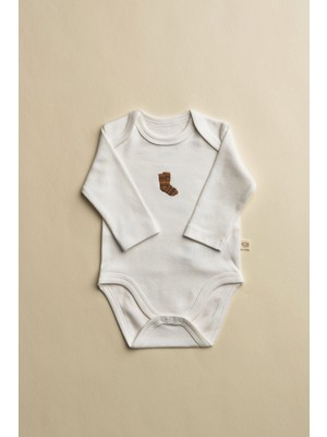 Oh la la Koala For Little Ones Çorap Nakışlı Uzun Kollu Çıtçıtlı Bebek Body