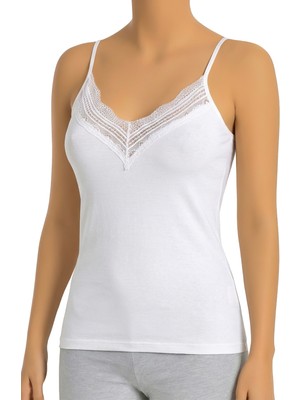 Öts Kadın Atlet Dantelli V Yaka (%96 Pamuk - %4 Elastan)