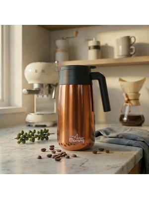 Any Morning 1.2 L Paslanmaz Çelik Termos, Sızdırmaz Kapaklı Geniş Ağızlı Bakır Renkli SI232250