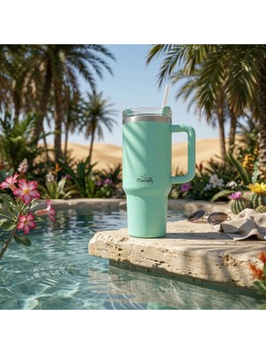 Any Morning Vaha 1200 ml Termos Mug – 3 Aşamalı Çevirmeli Kapak, Su Yeşili