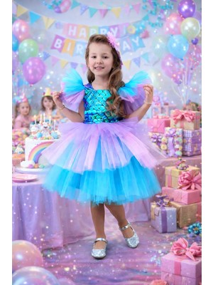 Hnsport HN Sport Tokalı Kız Çocuk A Kalitede Deniz Kızı Konsept Elbise Parti Mezuniyet Doğum Günü Kostüm Düğün Abiye