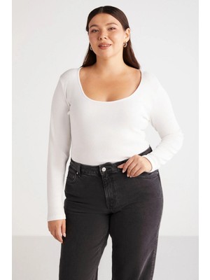 ETHIQUET Versaybb Kadın Regular Slim Beyaz Beyaz Büyük Beden Body