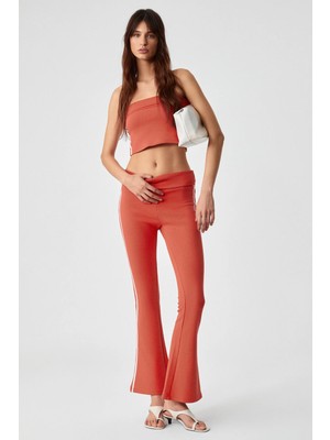 Grimelange Ethıquet Azuma Kadın Şeritli Regular Ispanyol Paça Kırmızı Eşofman Altı