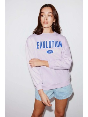 Grimelange ETHIQUET Ivory Kadın Oversize Lila Sweatshirt