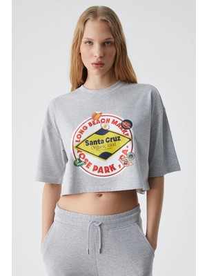 Grimelange ETHIQUET AHRI Kadın Relaxed Bisiklet Yaka Baskılı Grimelanj T-Shirt