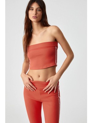 Grimelange ETHIQUET BURGE Kadın Yakasız Kolsuz Slim Şeritli Kırmızı Büstiyer