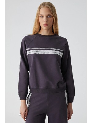 Grimelange ETHIQUET JINX Kadın %100 Pamuk Kapüşonlu Fermuarlı Mor Sweatshirt