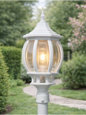 Sekizgen Direk Üstü Fener Bahçe Lamba Aydınlatma Armatürü