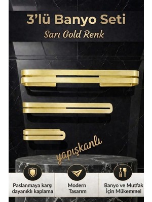 Yapışkanlı Havlu Askı Takımı,el Havlu Askısı&kağıt Havlu Askısı&tuvalet Kağıtlığı,3 Ürün Birlikte