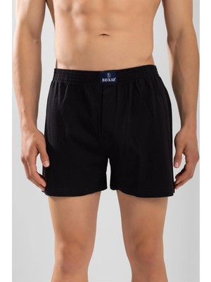 Baykar Erkek Pamuklu Rahat Kesim Havlu Bel Boxer 3'lü Paket Siyah