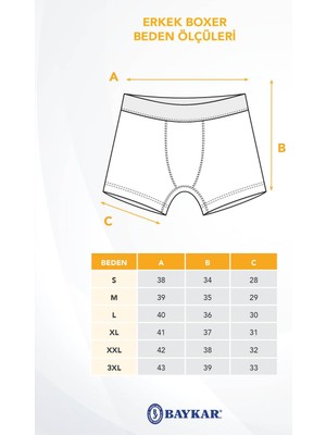 Baykar Erkek Pamuklu Rahat Kesim Havlu Bel Boxer 3'lü Paket Siyah