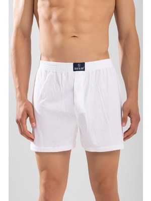 Baykar Erkek Pamuklu Rahat Kesim Havlu Bel Boxer 3'lü Paket Beyaz
