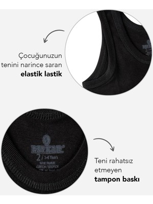 Baykar Erkek Çocuk Oval Yaka Organik Pamuklu Atlet 3'lü Paket Siyah