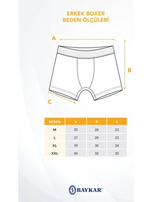 Baykar Erkek Bamboo Likralı Düz Boxer Beyaz