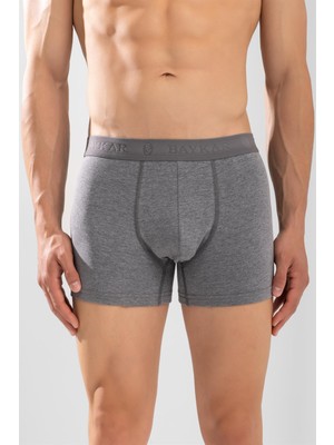Baykar Erkek Compact Pamuklu Düz Boxer 3'lü Paket Füme