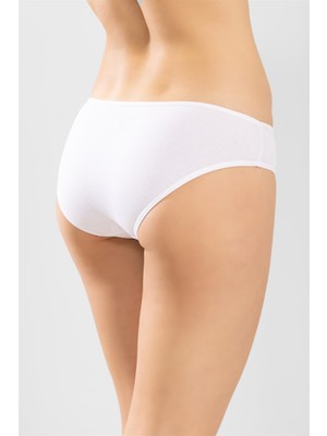 Baykar Kadın Pamuklu Zikzak İşlemeli Bikini Kesim Külot 3'lü Paket Beyaz