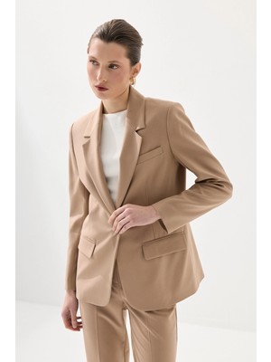 Gusto Tek Düğmeli Klasik Ceket - Bej