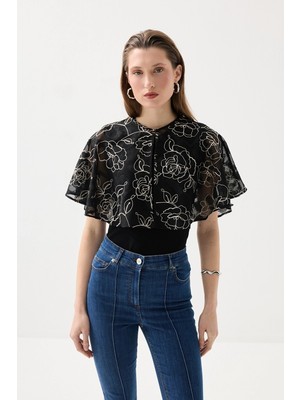 Gusto Nakışlı Bolero - Siyah