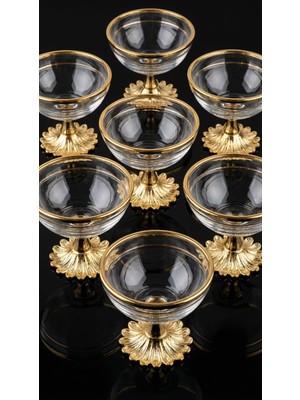 Elta Collection 6 Lı Gold Ayaklı Cam Lokumluk Şekerlik Çikolatalık Kahve Yanı Sunumluk Dekoratif Kase