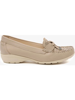 Greyder Kadın Vizon Hakiki Deri Comfort Ayakkabı 6Y2FA25593