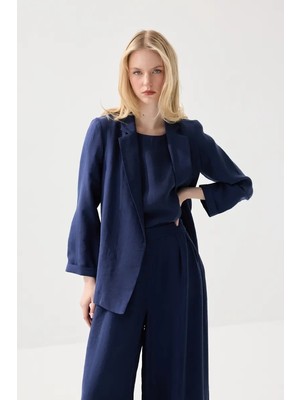 Gusto Rahat Kesim Tencel Ceket - Lacivert