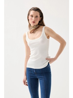 Gusto Ince Askılı Basic Pamuk Atlet - Beyaz