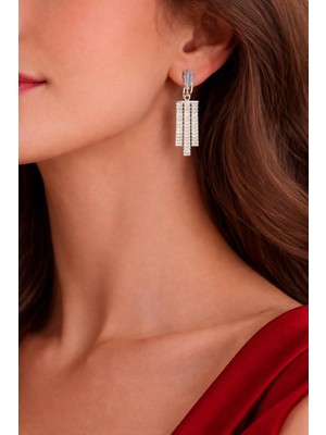 Melisa Takı & Aksesuar Jewelry Çelik Gümüş Renk Taşlı Küpe