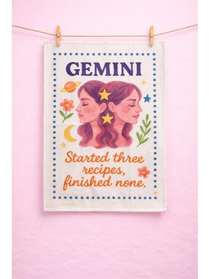 Typoniq Zodiac Ikizler Burcu Pamuklu 2'li Mutfak Havlusu (40X50 Cm)