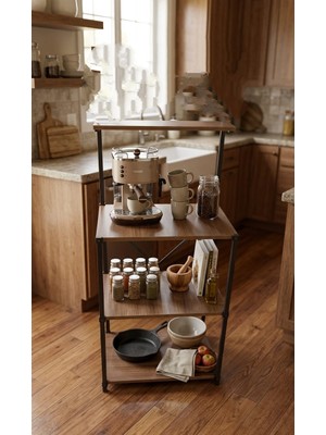 Bambeds Mobilya Mıkrodalga Stant Raf Baharatlık Terek