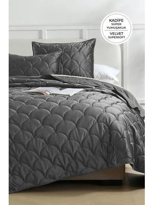 Evien Home Shane Kadife Yatak Örtüsü Seti Tek Kişilik 2 Parça Kapitone Supersoft Yumuşak Elyaf Dolgulu