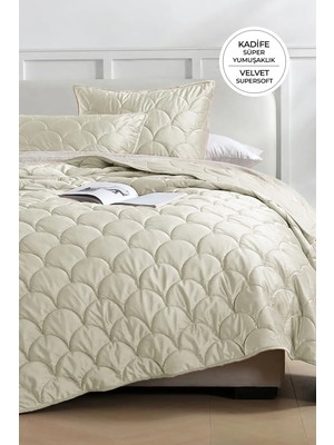 Evien Home Shane Kadife Yatak Örtüsü Seti Tek Kişilik 2 Parça Kapitone Supersoft Yumuşak Elyaf Dolgulu