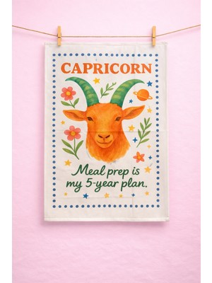 Typoniq Zodiac Oğlak Burcu Pamuklu 2'li Mutfak Havlusu (40X50 Cm)