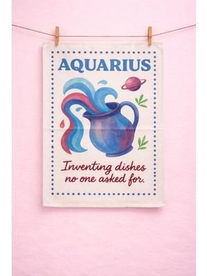 Typoniq Zodiac Kova Burcu Pamuklu 2'li Mutfak Havlusu (40X50 Cm)