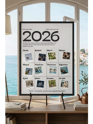 Atelier Baskı 2026 Anılarım Kişiye Özel Fotoğraflı Takvim Poster - 12 Ay 12 Fotoğraf - Sevgiliye & Arkadaşa Hediye