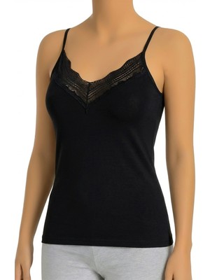 Öts Kadın Atlet Dantelli V Yaka (%96 Pamuk - %4 Elastan)