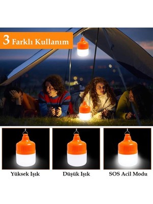 Acstore Ledx LN-OR50G 50 Watt Type-C Şarjlı Taşınabilir Asma Kancalı Kamp Çadır Lambası 6500K 1200MAH 3 Mod