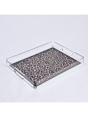 Qua Home Leora Pleksi Leopar Siyah Tepsi 36X26 cm