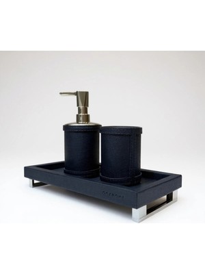 Qua Home Slvie Deri Sabunluk Seti Lacivert