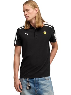 Puma Ferrari Mt7 Erkek Siyah Günlük Stil Polo Yaka T-Shirt 63583101