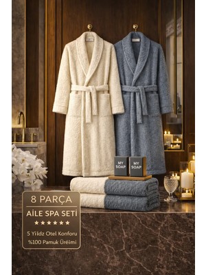 8 Parça %100 Pamuk Üretim Premium Lüks Bornoz Seti Özel Çantalı