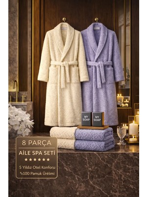 8 Parça %100 Pamuk Üretim Premium Lüks Bornoz Seti Özel Çantalı