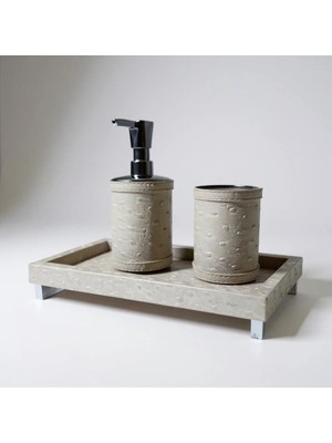 Qua Home Slvie Deri Sabunluk Seti Bej