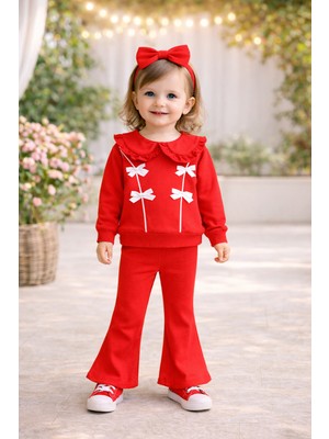 Ciciben Fiyonklu Yaka Detaylı Ispanyol Paça Taytlı Kız Bebek Alt Üst Takım
