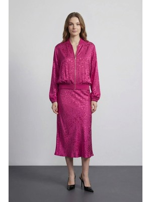 by Eylül Ertürk Leopar Desenli Midi Boy Fuşya Etek